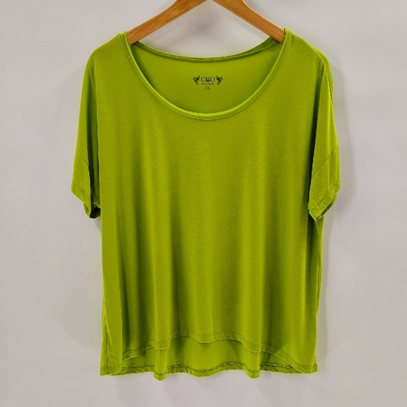 Cato Lime Green Pullover Blouse Size XL Oversized Relaxed Fit Flowy - Picture 1 of 6